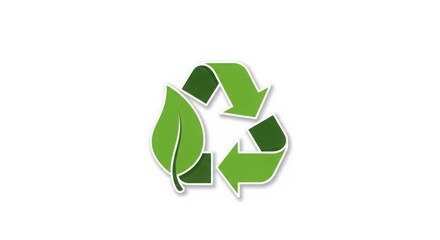Obraz premium Green leaf recycle symbol on white background perfect for eco friendly and sustainability projects