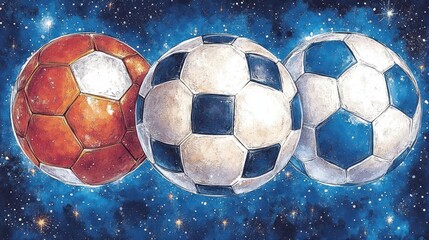 Fototapeta premium Cosmic Soccer Balls