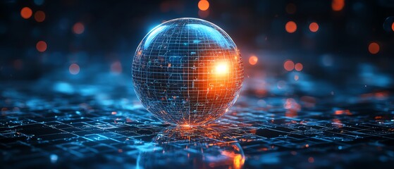Creative digital round puzzle educational hologram on dark blue background Microlearning and gamification concept 3D Rendering