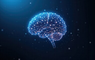 Artificial intelligence neural network represented by illuminated brain design