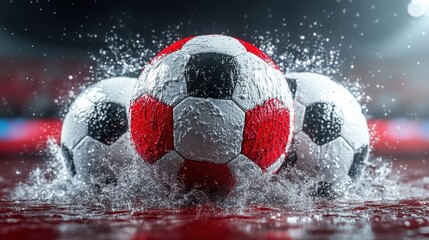 Wet Soccer Balls Splashing