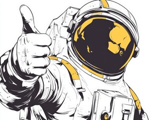 Astronaut Giving Thumbs Up in a Bold Graphic Style