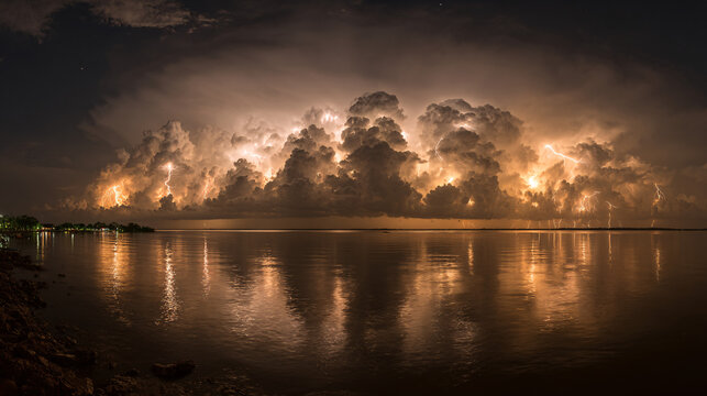 Catatumbo Lightning Storm Over Lake Maracaibo at Night