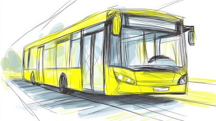 Fototapeta premium Vibrant Yellow City Bus Illustrating Urban Public Transportation Concept