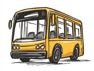 Brightly Colored Yellow Bus Illustration for Public Transport Concepts
