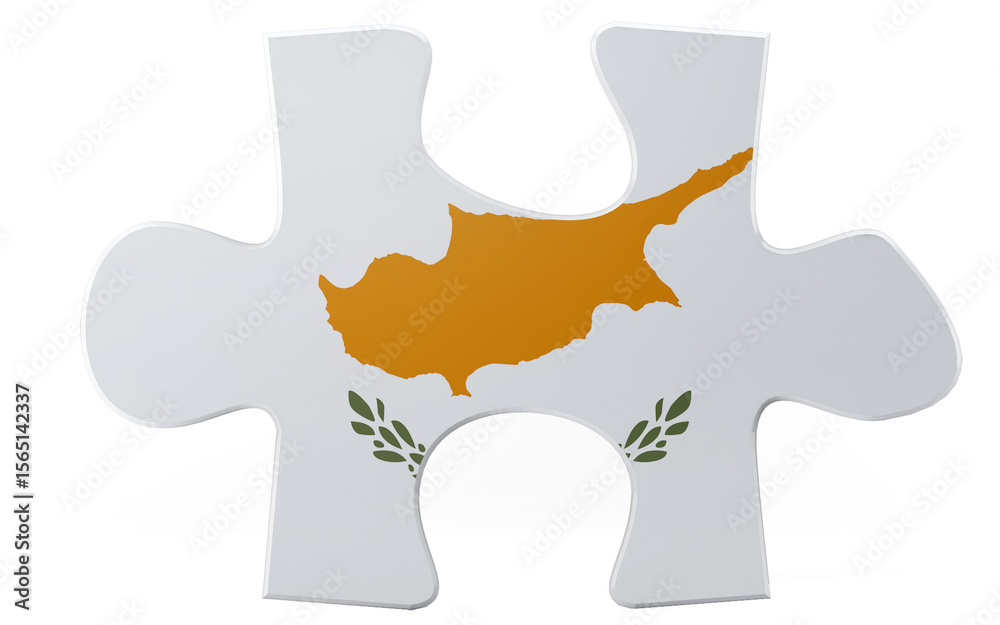 Fototapete conceptual illustration presenting cyprus as a puzzle piece with its geographical shape in amber and