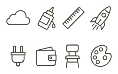 Street life line icons set – simple, urban and everyday activity symbols