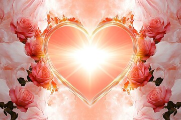 Radiant Heart of Roses: A Delicate Floral Heart Design