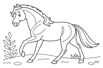 Obraz premium coloring page line art the horse black vector