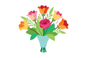 Bouquet of tulips vector isolated on white background