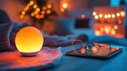Cozy Evening Scene with Warm Lighting and Relaxing Ambiance