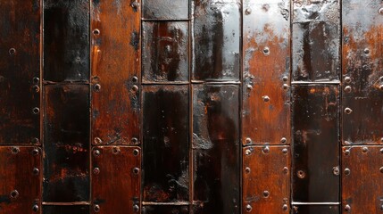 Textured Metal Panels with Distressed Patina and Rivets