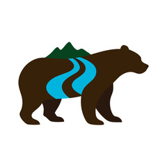 River Flowing Inside Bear Outline