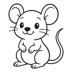 Fototapeta premium Cute cartoon mouse, perfect for coloring books or kids' projects.