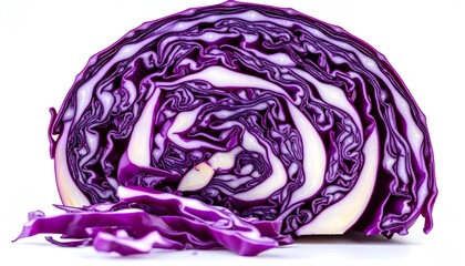 Obraz premium slice purple cabbage isolated on white background