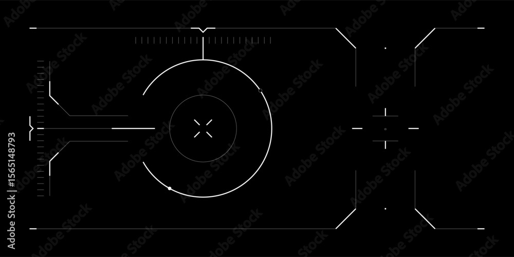 Poster futuristic tech hud overlay with digital ui for drone or sci fi interface. cyberpunk screen layout w