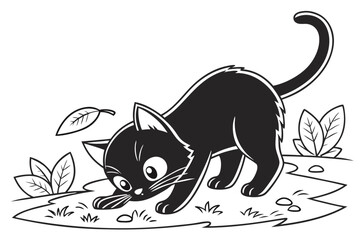 Obraz premium coloring page line art the cat black vector