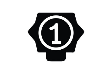A bold black and white graphic icon representing the number one or first place in a competition or achievement