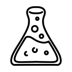 Hand-Drawn Beaker Doodle Vector – Science Lab Chemistry Flask Sketch in Black and White