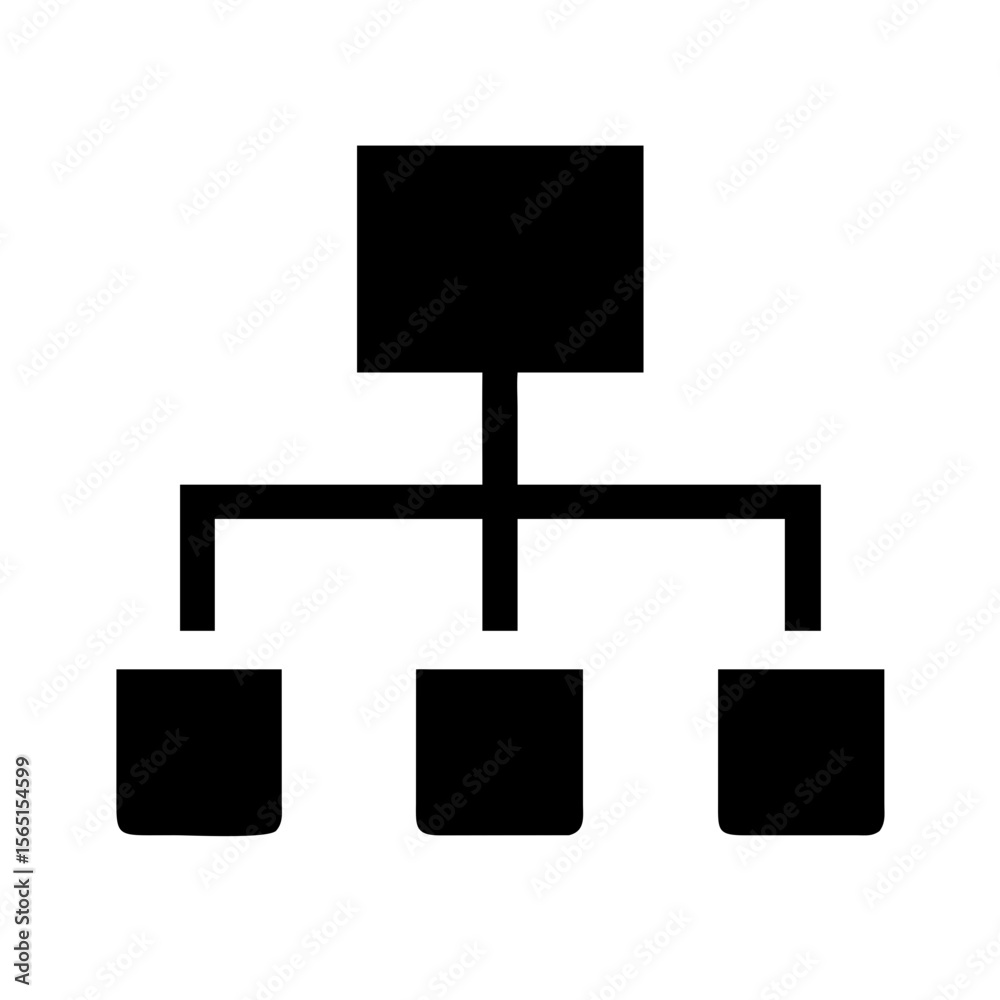 Poster simple network diagram showing hierarchy. network structure illustration displays central node conne