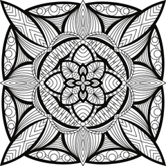 Simple line designs, line drawing for practicing coloring, mandala art, line drawing for making coloring books, printing, covers, patterns on product surfaces.