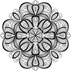 Simple line designs, line drawing for practicing coloring, mandala art, line drawing for making coloring books, printing, covers, patterns on product surfaces.