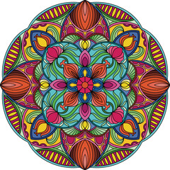 Coloring with simple lines in a variety of beautiful colors, mandala coloring images, mandala art, print, cover, patterns on product surfaces.
