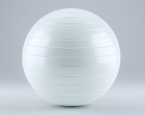 Obraz premium A grey ridged exercise ball is depicted in isolation on a white background