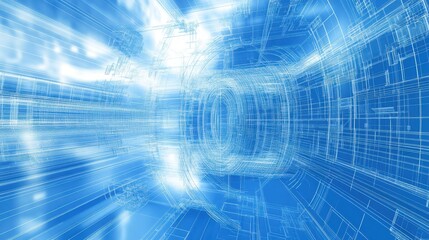 Obraz premium Futuristic wireframe tunnel representing engineering and technology