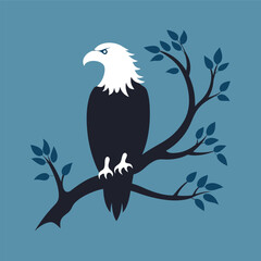 Bald Eagle Resting On Tree Branch