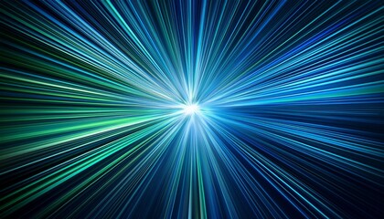 abstract background with blue and green lines converging in the center creating a burst of light
