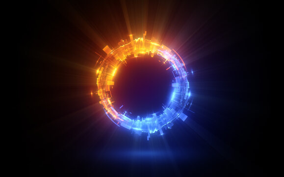 Glow swirl light effect. Circular lens flare. Abstract rotational lines. Power energy element. Luminous sci-fi. Shining neon lights. Magic arena. Swirl trail effect. Glint scene. Dynamic ellipse. Spin