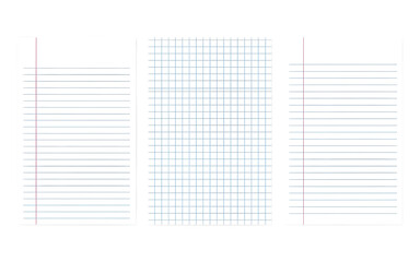 A collection of lined and grid paper sheets perfect for note taking and creative writing