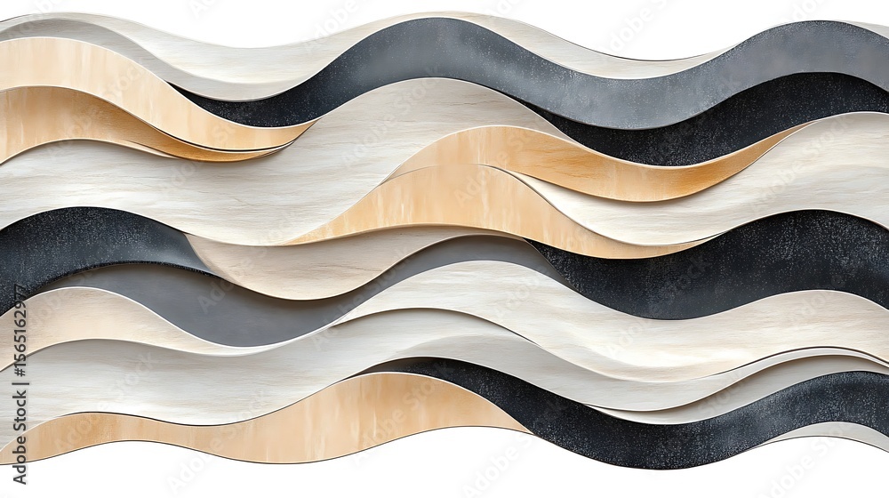 Poster abstract layered waves in neutral colors creating a textured and elegant decorative background for a