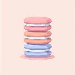 flat cartoon macaron stack in pastel color palette, clean and minimal

