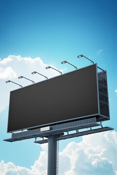 Blank billboard mockup against cloudy sky	