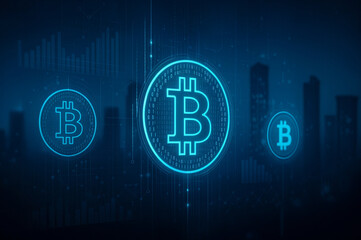 Futuristic Bitcoin Technology in Cyber City