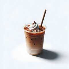 Cappuccino ice coffee take away plastic cup isolate on white background with clipping path.
