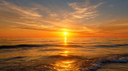 Golden Horizon: Tranquil Ocean Sunset