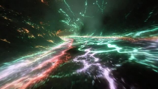 覚醒と沈静の狭間で｜幾何学・幻視・ネオンのトランスループ4K映像