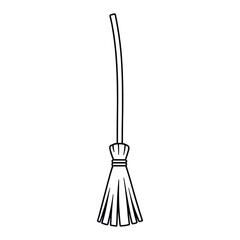 Straight Handle Broomstick Line Art Vector Illustration