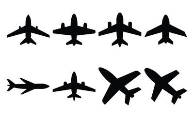 Commercial Airplane Silhouette Vector Collection for Travel, Flight, and Airline Illustrations