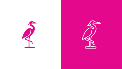 Crane bird silhouette logo in minimalist vector style, generative ai