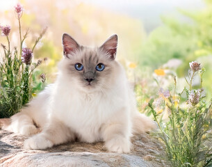 birman cat in nature