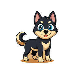 Brown And Black Puppy, Dog, Husky, Funny, icon, Illustrations Set
