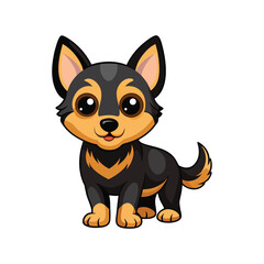Brown And Black Puppy, Dog, Husky, Funny, icon, Illustrations Set