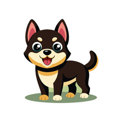 Brown And Black Puppy, Dog, Husky, Funny, icon, Illustrations Set