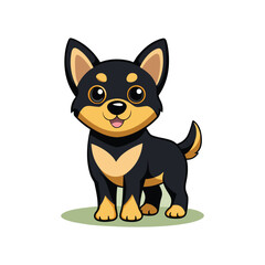 Brown And Black Puppy, Dog, Husky, Funny, icon, Illustrations Set