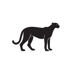 Obraz premium Cheetah Silhouette Vector Illustration of Wild Animal on White Background