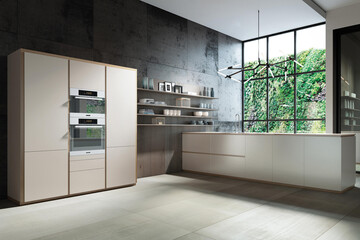 Modern luxury kitchen interior design in minimal style